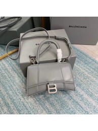 Hot Balenciaga Hourglass XS Top Handle Bag shiny box calfskin 28331 grey JH09378Ho45