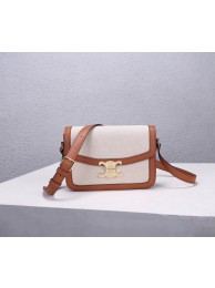 Hot Celine TEEN TRIOMPHE BAG IN TRIOMPHE CANVAS AND CALFSKIN CL87368 white JH05838Ho45