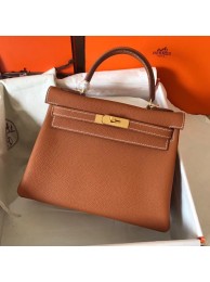 Hot Replica Hermes original Togo leather kelly bag KL320 brown JH01385IG96