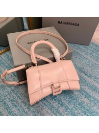 Imitation 1:1 Balenciaga Hourglass XS Top Handle Bag shiny box calfskin 28331 LIGHT ROSE JH09385LT32