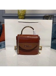 Imitation Chloe Original Crocodile skin Leather Top Handle Small Bag 3S030 Brown JH08845LQ13