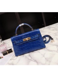 Imitation Designer Hermes Kelly 19cm Tote Bag crocodile Leather KL19 blue JH01474Ss68
