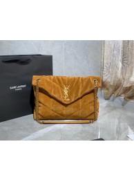 Imitation Designer Yves Saint Laurent LOULOU PUFFER SMALL BAG SATCHEL IN SUEDE 169207 Brown JH07734Ss68