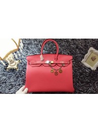 Imitation Hermes Birkin 35cm tote bag litchi leather H35 pink JH01703Rj35