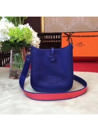 Imitation Hermes Evelyne original togo leather mini Shoulder Bag H1187 blue JH01565EB28