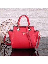 Imitation Prada Calfskin Leather Tote Bag 8016 red JH05698yF79