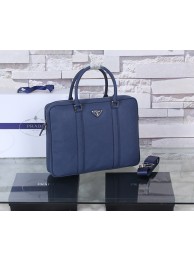 Imitation Prada Saffiano Calf Leather Briefcase P8687 Blue JH05714dm74