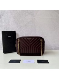 Imitation Yves Saint Laurent Calfskin Leather Shoulder Bag Y625386 Burgundy JH07726aM93