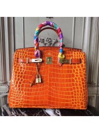 Luxury Hermes Birkin Tote Bag Croco Leather BK35 orange JH01469ze26