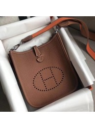 Luxury Hermes Evelyne original togo leather mini Shoulder Bag H15698 Camel JH01428NG76