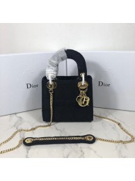 Luxury MINI LADY DIOR TOTE BAG IN EMBROIDERED CANVAS C4531 black JH07098NG76