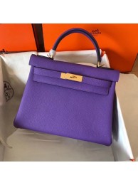Luxury Replica Hermes original Togo leather kelly bag KL320 purple JH01383Dg53