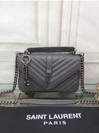 Luxury YSL Flap Bag Calfskin Leather 2508 Grey silver buckle JH08319ze26