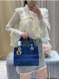 MEDIUM LADY D-LITE BAG Blue Dior Flowers Embroidered Denim M0565OJA JH06697qL41