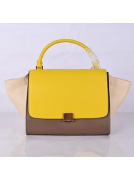 New Celine Trapeze Bag Original Leather 8803-7 Yellow&Khaki&White JH06317rZ14