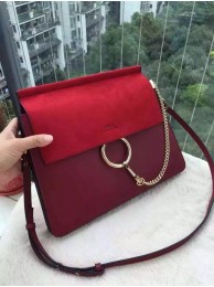 New Chloe Faye Shoulder Bag Suede Leather 9201L Burgundy JH08924DL25