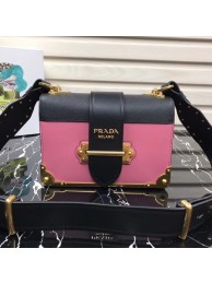 Prada Cahier leather bag 1BD045 rose&black JH05493uu45