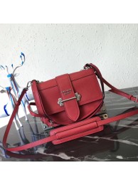 Prada Cahier Leather Shoulder Bag 1BD095 red JH05683Lg61