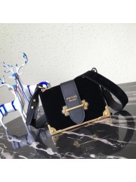 Prada Cahier studded leather bag 1BD045 black JH05300YR22