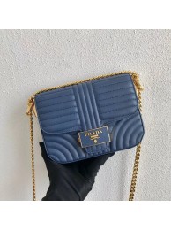Prada Diagramme leather shoulder bag 1BD217 blue JH05103gM31