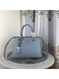 Prada Double Tote Bag Litchi Leather 1579 Light Blue JH05706rC81