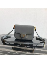 Prada Embleme Saffiano leather bag 1BD217 grey JH05168fN93