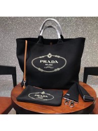 Prada fabric handbag 1BG161 black JH05549Td71