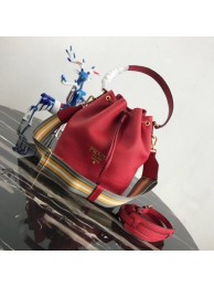 Prada Leather bucket bag 1BE018 red JH05354Ac56
