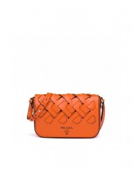 Prada Leather Prada Tress Shoulder Bag 1BD246 orange JH04927qL41
