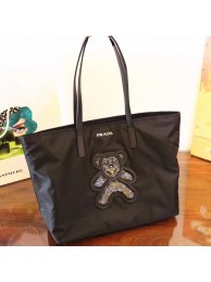 Prada Nylon cloth casual bag 1BG052 black JH05666Sm85