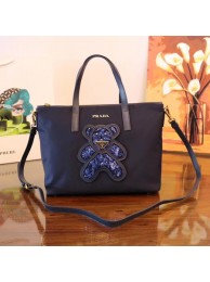 Prada Nylon cloth casual bag 1BG061 dark blue JH05661LJ17