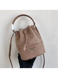Prada Original Calfskin Leather Bucket Bag 1BH038 Nude JH05187NA21