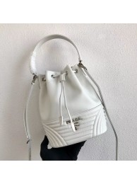 Prada Original Calfskin Leather Bucket Bag 1BH038 White JH05191QQ72