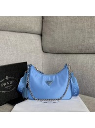 Prada Re-Edition 2005 nylon shoulder bag 1BH204 light blue JH05071LJ17