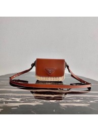 Prada Saffiano leather mini shoulder bag 1BD043 brown JH04966HM85