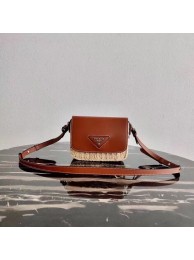 Prada Saffiano leather mini shoulder bag 2BD043 brown JH04929aO91