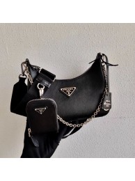 Prada Saffiano leather mini shoulder bag 2BH204 black JH04971GJ97