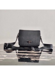 Prada Saffiano leather shoulder bag 2VD038 black JH04938Ce27