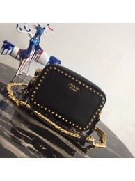 Prada Sidonie leather shoulder bag 1BH103C black JH05435Wc12