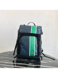 Prada Technical fabric and leather backpack 2VZ135 black&green JH05083ix60