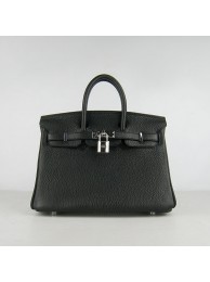 Replica 1:1 Hermes birkin 25cm calfskin leather H25 black in silver JH01734YC47