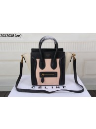 Replica 2015 Celine nano bag original leather 3308 light pink&black&rice white JH06388Pn74