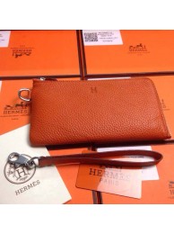 Replica 2015 Hermes 7-shaped zipper wallet 509 orange JH01791bO20