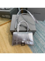 Replica Balenciaga Hourglass XS Top Handle Bag shiny box calfskin 28331 silver JH09374Ip92