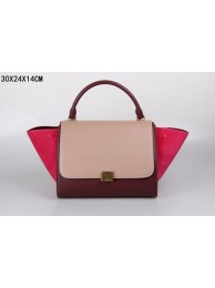 Replica Celine Trapeze Bag Original Leather 3342-1 light pink&purplish red&red JH06500Ny84