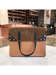 Replica FENDI FLIP REGULAR Multicolor leather and suede bag 8BT302A Apricot&brown JH08626Ix48