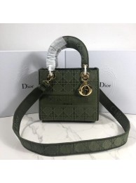 Replica LADY DIOR TOTE BAG IN EMBROIDERED CANVAS C4532 Blackish green JH07090Ny84