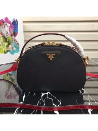 Replica Prada Odette Saffiano leather bag 1BH123 black&red JH05341dI37