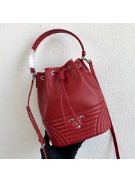 Replica Prada Original Calfskin Leather Bucket Bag 1BH038 Red JH05189wr22