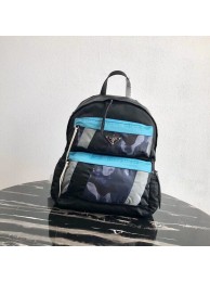Replica Prada Printed technical fabric backpack 2VZ025 black&blue JH05094Yp41